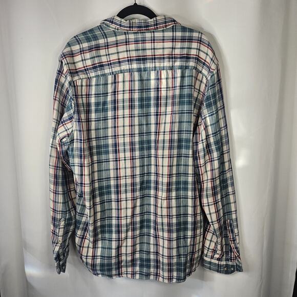 Toad and Co Blue Red Plaid Shirt Mens Sz Xl Long Sleeve Button Up Flannel - Picture 4 of 9